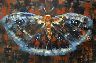Butterfly Painting Animal Abstract Painting Moth 绘画 标题为“Butterfly Painting…” 由Tatiana Matveeva, 原创艺术品, 油 安装在木质担架架上