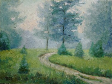 Morning in the Forest, original oil painting Painting titled "Morning in the Fore…" by Juri Semjonov, Original Artwork, Oil