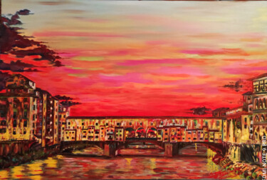 Pittura intitolato "Ponte vecchio" da Alessandro Rizzo, Opera d'arte originale, Olio