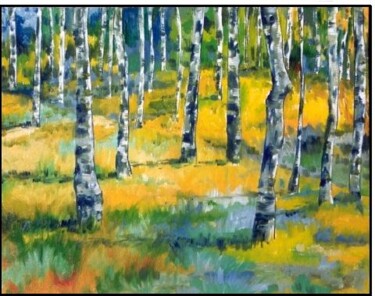Painting titled "Bosco di faggi - es…" by Silvio Ricci, Original Artwork, Oil