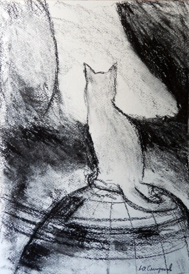 图画 标题为“Cat” 由Yury Smirnov, 原创艺术品, 木炭