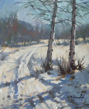Painting titled "Les deux arbres (hu…" by Christian Arnould, Original Artwork, Oil