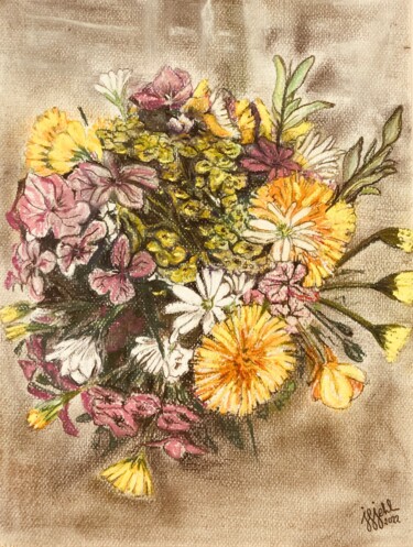 fleurs sauvages Peinture intitulée "fleurs sauvages" par Jean-Francois Jehl, Œuvre d'art originale, Pastel