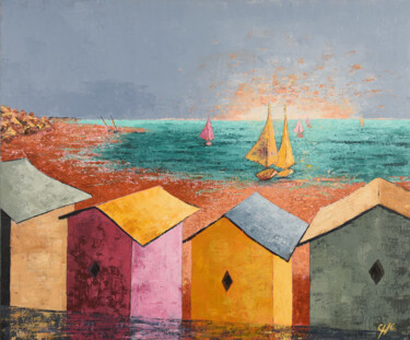 Painting titled "Les Dames de l'île" by Christelle Chereau, Original Artwork, Acrylic