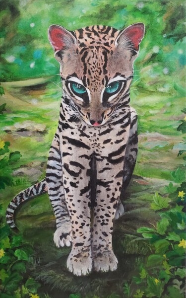 绘画 标题为“Ocelot,cat” 由Надежда Никоненко, 原创艺术品, 丙烯