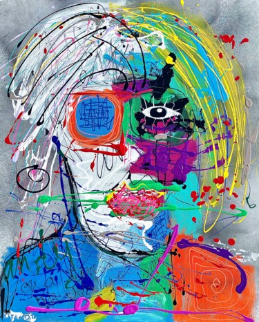 Painting titled "Andy vendu" by Edwige Col, Original Artwork, Acrylic Mounted on Wood Stretcher frame