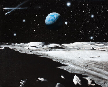 Painting titled "Sol Lunaire 04" by Pascal Genevois, Original Artwork, Acrylic Mounted on Wood Stretcher frame