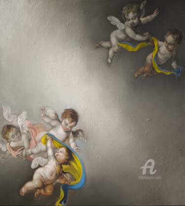 제목이 "Composition with an…"인 미술작품 Roman Rembovsky로, 원작, 기름 나무 들것 프레임에 장착됨