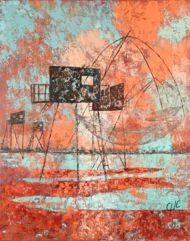 Painting titled "Plage de la source" by Christelle Chereau, Original Artwork, Acrylic