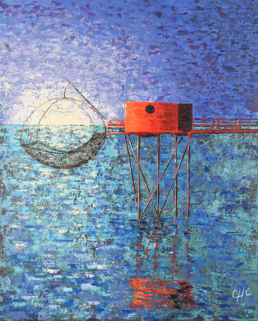 Painting titled "Plage de Margaret" by Christelle Chereau, Original Artwork, Acrylic