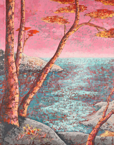 Painting titled "Entre mer & terre" by Christelle Chereau, Original Artwork, Acrylic