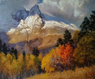 Картина под названием "Autumn in mountains" - Oleg Khoroshilov, Подлинное произведение искусства, Масло