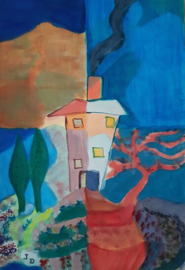 Schilderij getiteld "La Maison des 4 Sai…" door Jacques Desvaux (JD), Origineel Kunstwerk, Acryl
