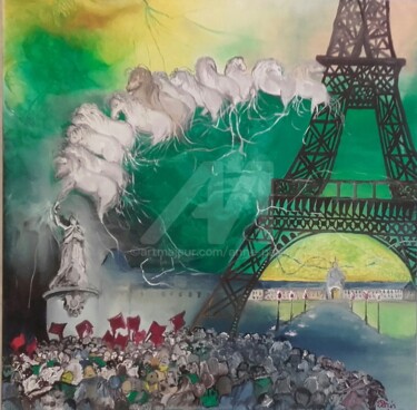 绘画 标题为“7 Janvier 2015” 由Anne Paris, 原创艺术品, 油 安装在木质担架架上