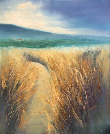 绘画 标题为“Path to the vineyard” 由Olga Kholodova, 原创艺术品, 油 安装在木质担架架上