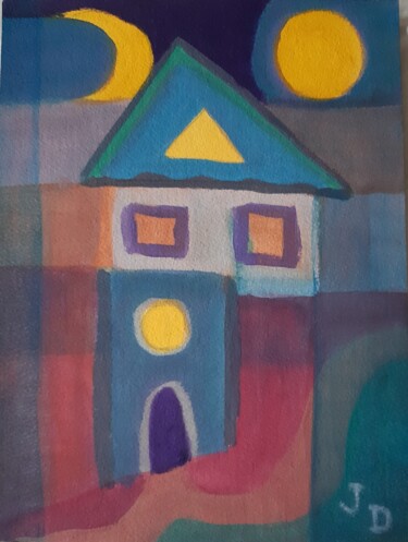 제목이 "Lunes et maison"인 미술작품 Jacques Desvaux (JD)로, 원작, 아크릴