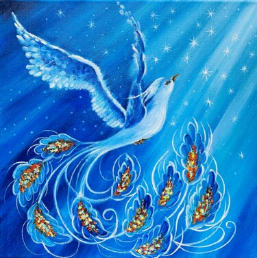 绘画 标题为“White fire phoenix…” 由Alla Kyzymenko, 原创艺术品, 油