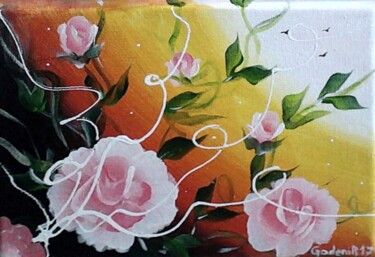 Peinture intitulée "COEUR DE ROSE" par Jackie Godenir, Œuvre d'art originale, Acrylique
