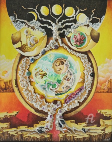 绘画 标题为“Tree of Life (Mothe…” 由Edgar Soteras, 原创艺术品, 丙烯 安装在木质担架架上