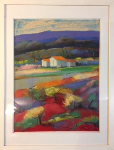 Peinture intitulée "paysage Provence" par Esteves Brito, Œuvre d'art originale, Pastel