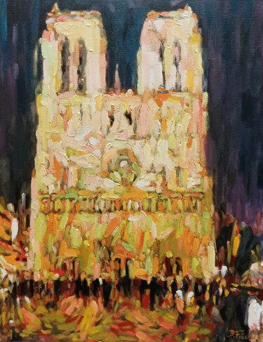 제목이 "Notre Dame bei Nacht"인 미술작품 B Fischer로, 원작, 기름