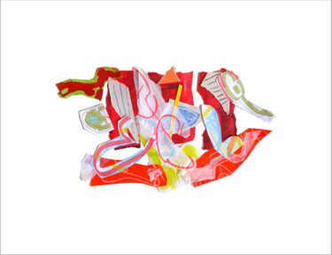 Collages titled "Orange 5" by Nathalie Cuvelier Abstraction(S), Original Artwork, Collages Mounted on Aluminium
