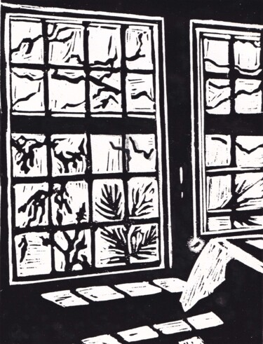 Gravures & estampes intitulée "A Bruges" par Catherine Gajac, Œuvre d'art originale, Linogravures