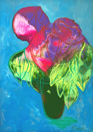 Bright abstract bouquet of flower images Painting titled "Bright abstract bou…" by Iryna Sapsai, Original Artwork, Acrylic