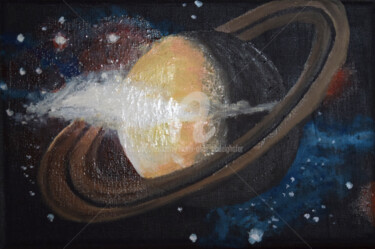 Malerei mit dem Titel "Saturn" von Luethi Alias Abdelghafar, Original-Kunstwerk, Öl Auf Keilrahmen aus Holz montiert