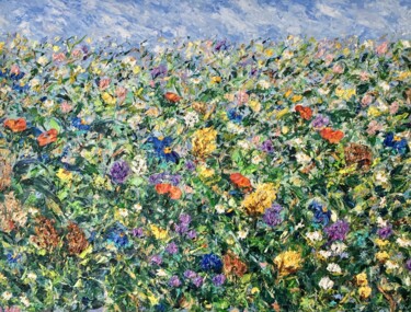 Malerei mit dem Titel "Colorful Flower Mea…" von Vilma Gataveckiene, Original-Kunstwerk, Öl