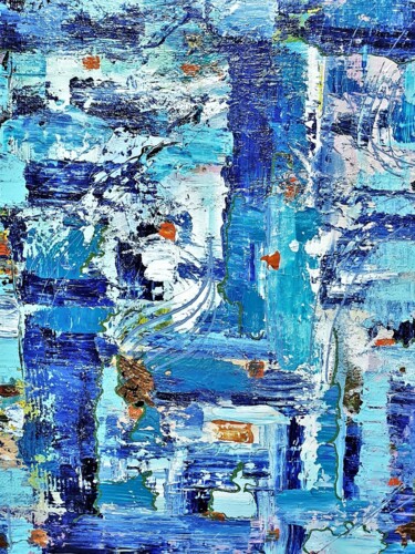 Malerei mit dem Titel "Blue and Gold" von Esmeralda Skverer, Original-Kunstwerk, Acryl