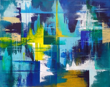 Abstraction in the colors of the sea Ζωγραφική με τίτλο "Abstraction in the…" από Lana Vereshchagina, Αυθεντικά έργα τέχνης, Ακρυλικό Τοποθετήθηκε στο Ξύλινο φορ…