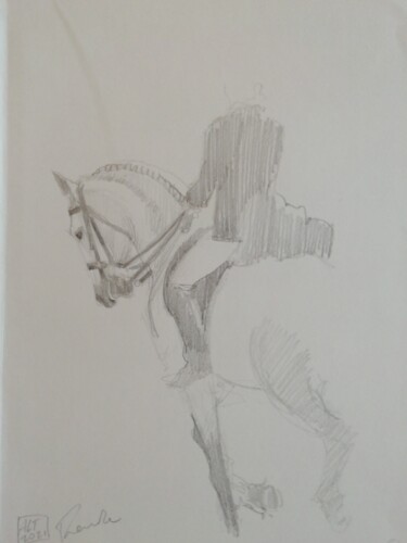 「Cheval et son caval…」というタイトルの描画 Laurent Treneuleによって, オリジナルのアートワーク, 鉛筆