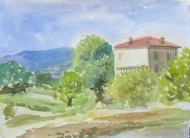 ACWATERCOLORS - Route de Plascassier. 2021 Peinture intitulée "ACWATERCOLORS - Rou…" par Alain Crousse (ACWATERCOLORS), Œuvre d'art originale, Aquarelle