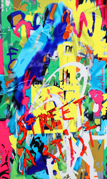 数字艺术 标题为“STREET ARTIST” 由Lord Wilmore, 原创艺术品, 数字油画 安装在木质担架架上