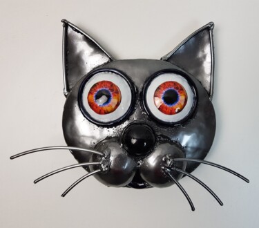 제목이 "Happy chat 1"인 조형물 Christophe Friquet로, 원작, 금속
