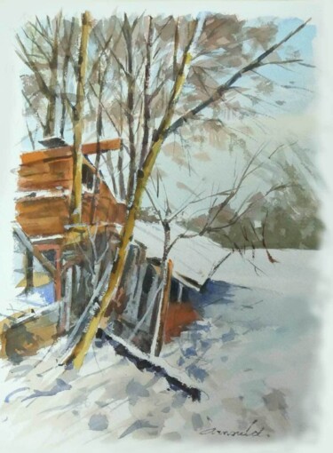 Painting titled "D'après une photo d…" by Christian Arnould, Original Artwork, Watercolor
