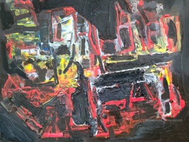 Huffing and Puffing on Red Square Schilderij getiteld "Huffing and Puffing…" door Andrew Walaszek, Origineel Kunstwerk, Acryl