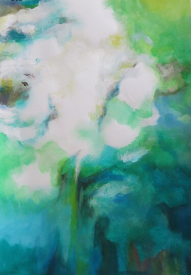 Painting titled "Blühender Birnbaum" by Veronika Strobel, Original Artwork, Acrylic