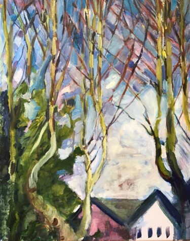 Painting titled "Spring" by Sandra Haney, Original Artwork, Oil Mounted on Wood Stretcher frame