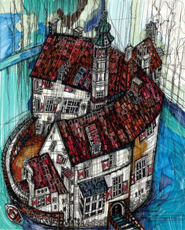 Vischering Castle Σχέδιο με τίτλο "Vischering Castle" από Maria Susarenko, Αυθεντικά έργα τέχνης, Στυλό