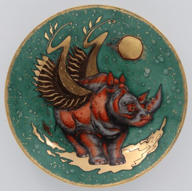 雕塑 标题为“Sleep (red rhinocer…” 由Oxana Kondratenko, 原创艺术品, 陶瓷