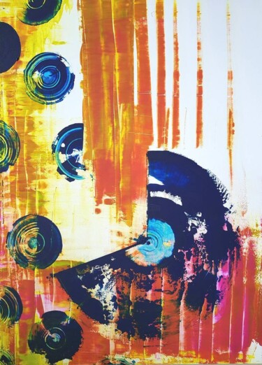 Schilderij getiteld "Vinyl" door Rosangela Oliveira, Origineel Kunstwerk, Olie