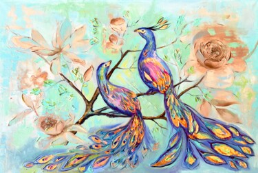 In paradise worlds/interior oil painting on canvas Malerei mit dem Titel "In paradise worlds/…" von Ekaterina Larina, Original-Kunstwerk, Öl Auf Keilrahmen aus Holz montiert