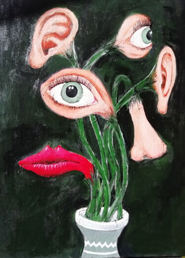绘画 标题为“Vase woman” 由Pepe Villan, 原创艺术品, 丙烯 安装在木质担架架上
