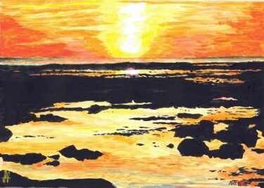 Peinture intitulée "SoleilCouchant" par Jean-Marc Allenbach, Œuvre d'art originale, Acrylique