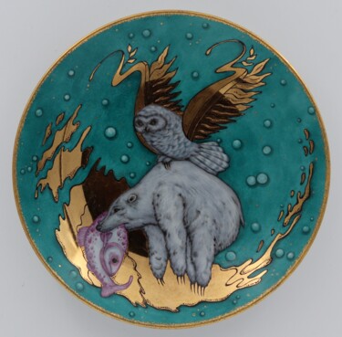 Sculptuur getiteld "Sleep (predatory ow…" door Oxana Kondratenko, Origineel Kunstwerk, Keramiek