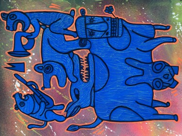 绘画 标题为“Chien bleu” 由Aste, 原创艺术品, 丙烯