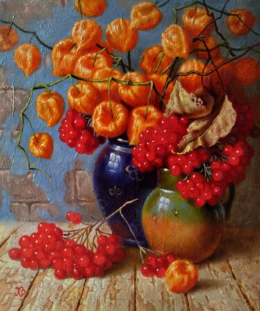 Картина под названием "Still life with phy…" - Oleg Khoroshilov, Подлинное произведение искусства, Масло