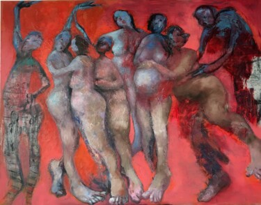 Femmes Peinture intitulée "Femmes" par Laurence Pustoc'H, Œuvre d'art originale, Huile Monté sur Châssis en bois